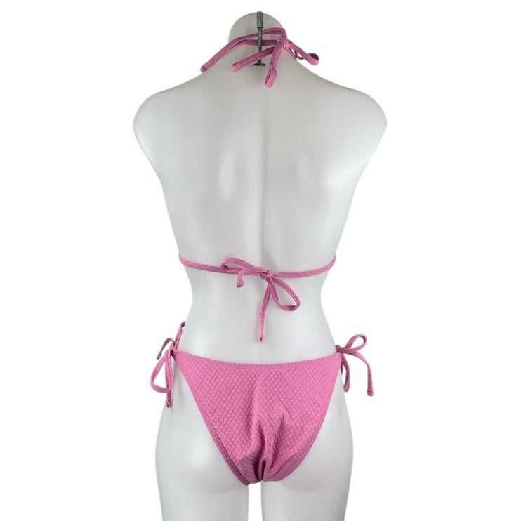 NEW Cupshe Pink Halter Triangle Side Tie Two Piece Bikini Set Swimwear Size M