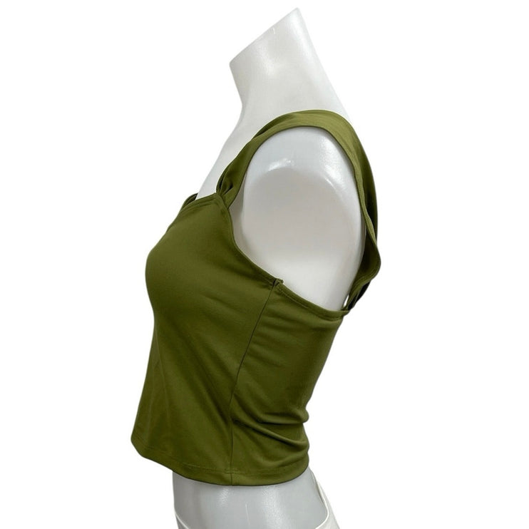 Abercrombie & Fitch Women's Green Sweetheart Neck Sleeveless Crop Tank Top Sz M