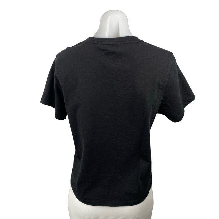 Quince Women's Black Short Sleeve Basic Casual Crew Neck T Shirt Tee Top Size M