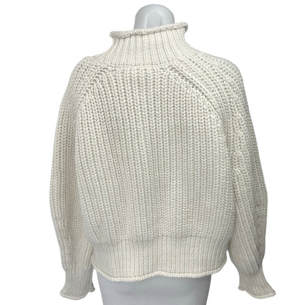 H&M White Ribbed Knit Turtleneck Long Sleeve Oversized Pullover Sweater Top XL