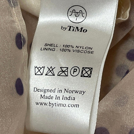by TiMo Cream Short Puff Sleeves Polka Dots Tiered Ruffles A-line Maxi Dress S
