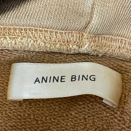 Anine Bing Men's Tan Logo Pullover Hoodie Hooded Sweater Sweatshirt Top Size XS