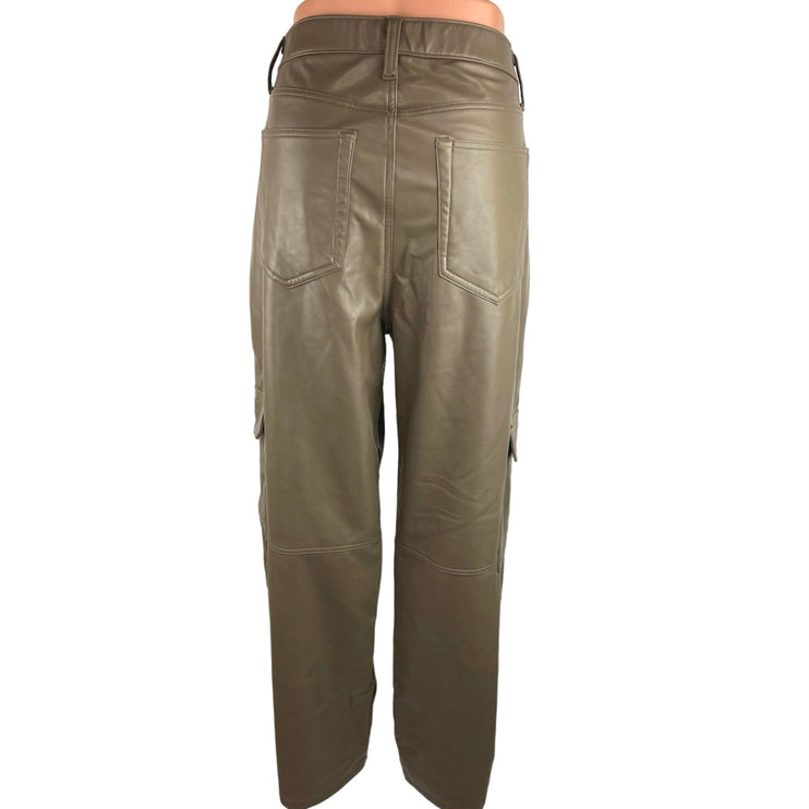 Abercrombie & Fitch Curve Love Vegan Leather Cargo 90s Relaxed High Rise Pant 16