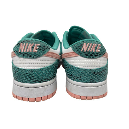 Nike Dunk Low Snakeskin Green Coral Lace Up Low Top Athletic Sneakers Shoes 9