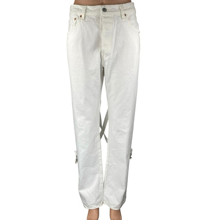 Levi's 501 Women's White Strap High Waisted Straight Leg Denim Jeans Size 33