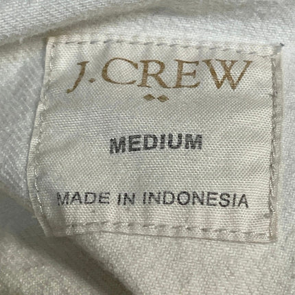 J,Crew Women White Ecru Long Sleeve Button Down Denim Jean Trucker Jacket Size M