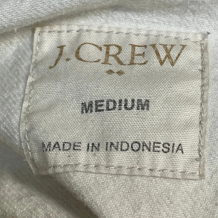 J,Crew Women White Ecru Long Sleeve Button Down Denim Jean Trucker Jacket Size M