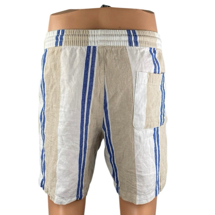 Denim & Co. Men's Multicolor Linen Striped Elastic Waist Bermuda Shorts Size M