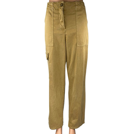 Joie Women's Brown Tan High Waisted Straight Leg Cargo Chino Trousers Pants 10