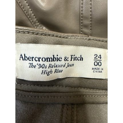 Abercrombie & Fitch The 90s Relaxed High Rise Taupe Coated Denim Jeans Size 24