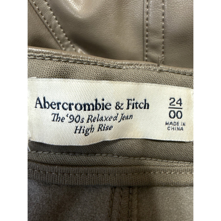 Abercrombie & Fitch The 90s Relaxed High Rise Taupe Coated Denim Jeans Size 24
