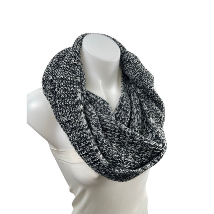 Aritzia TNA Black Marled Knit Cozy Cable Wrap Winter Infinity Neck Scarf OS