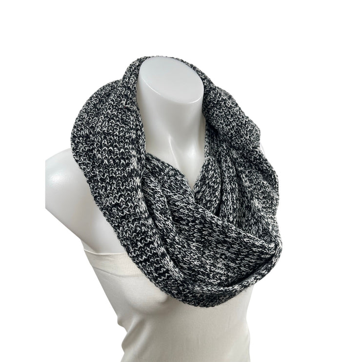 Aritzia TNA Black Marled Knit Cozy Cable Wrap Winter Infinity Neck Scarf OS