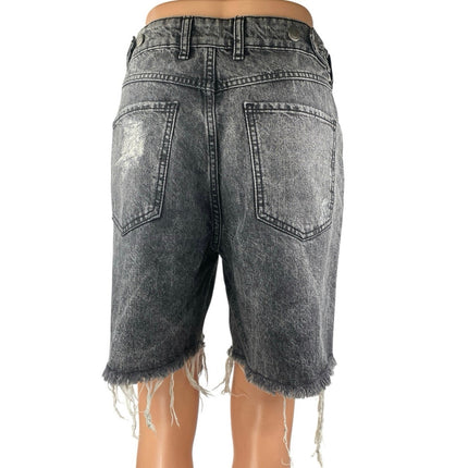 Ser.O.Ya Sammy Black Distressed Mid Rise Vintage Denim Jeans Bermuda Shorts 30