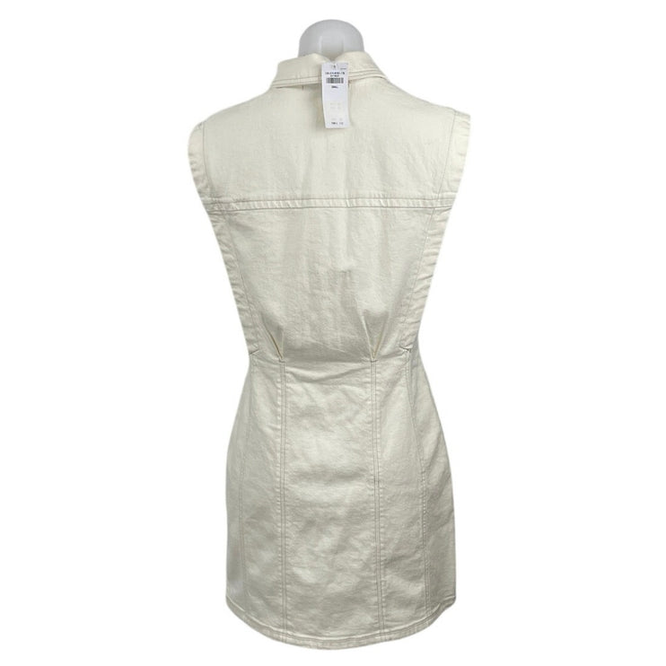 NEW Abercrombie & Fitch Cream Sleeveless Mini Tank A-Line Sheath Shirt Dress S
