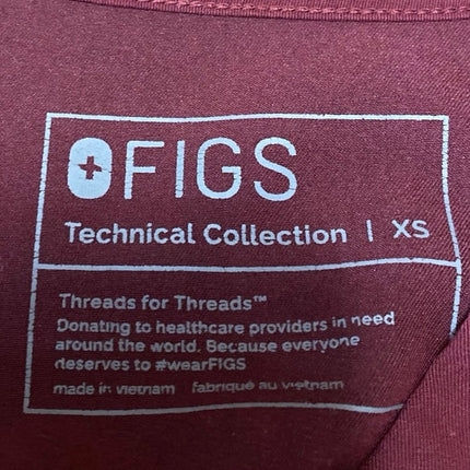 Figs Catarina Women's Maroon One-Pocket V-neck Medical Nurse Scrub Top Size XS