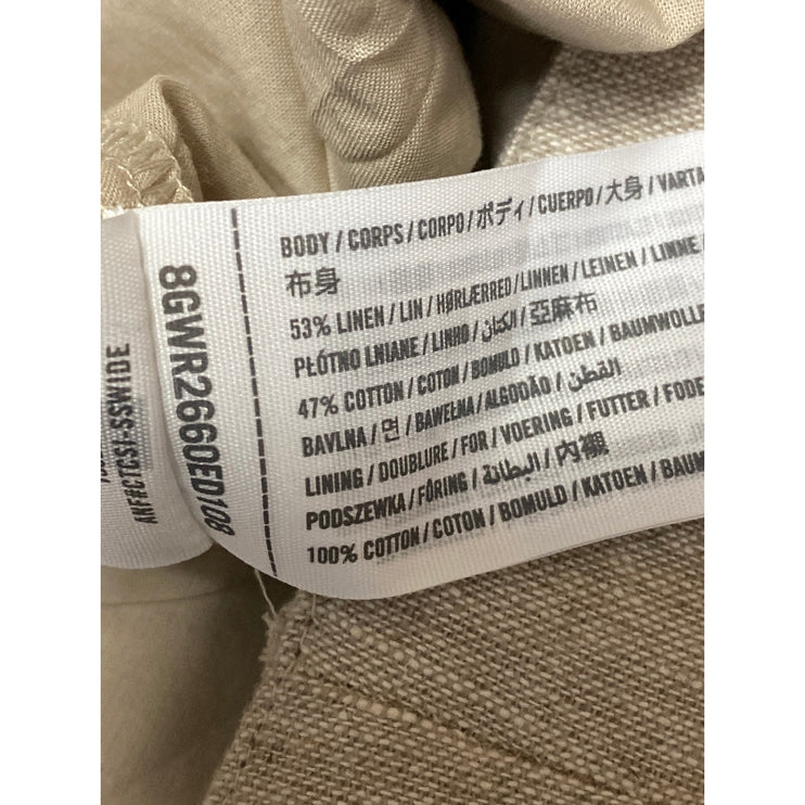 Abercrombie & Fitch Beige Linen Smocked Sleeveless Tank A Line Mini Dress Sz S