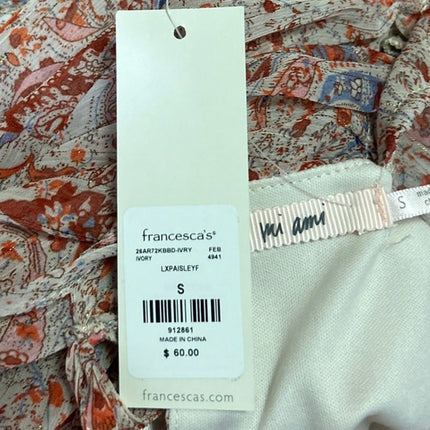 NEW Francesca's Mi Ami Multicolor Paisley Long Bell Sleeve Romper Shorts Size S