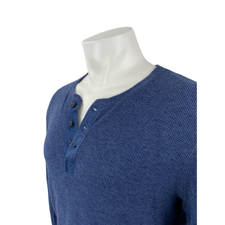 Nordstrom Men's Blue Thermal Waffle Knit Henley Neck Long Sleeve Shirt Top Sz L