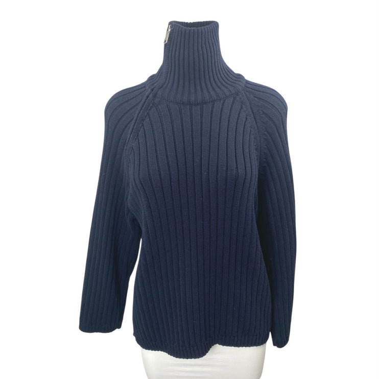 Zara Womens Black Ribbed Knit Long Sleeve Turtleneck Pullover Sweater Top Size M