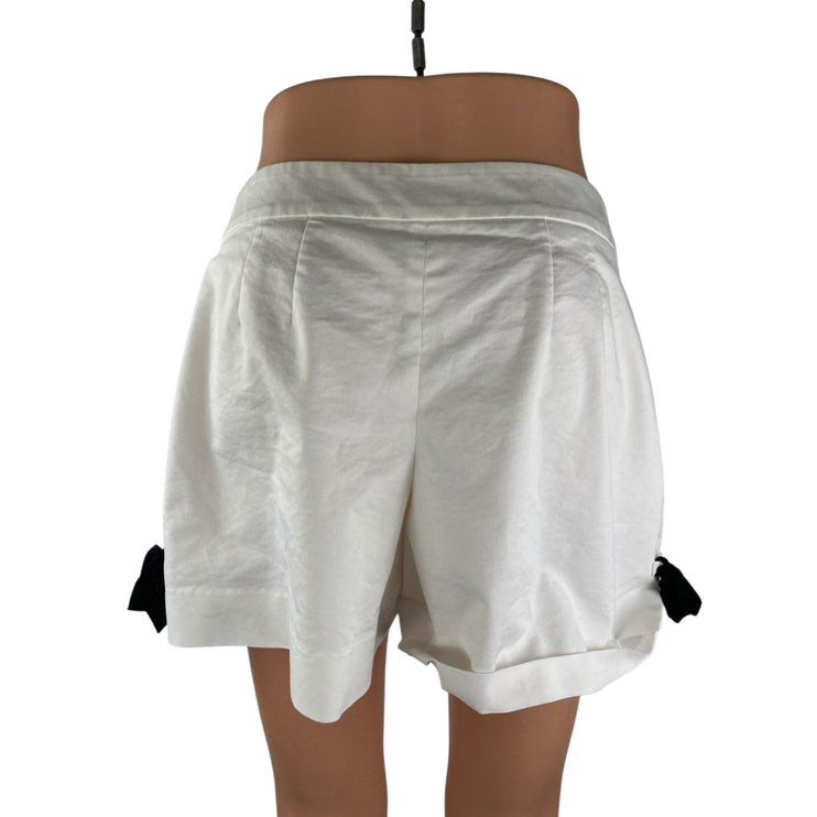 Lyrique Womens White Side Bow Pleated High Rise Wide Leg Lounge Bermuda Shorts M