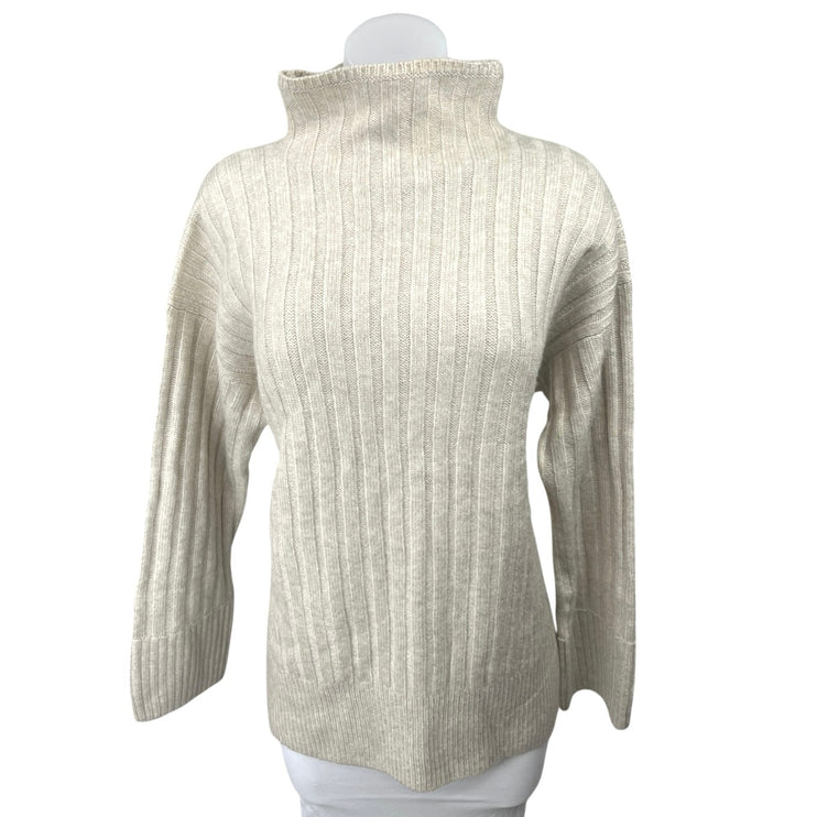 NEW Abercrombie & Fitch Beige Rib Mock Neck Long Sleeve Pullover Sweater Top S