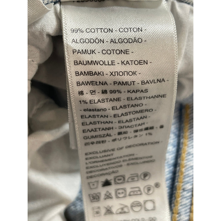 Levi's Ribcage Straight Ankle Blue Distressed Light Wash Denim Jeans Size 28