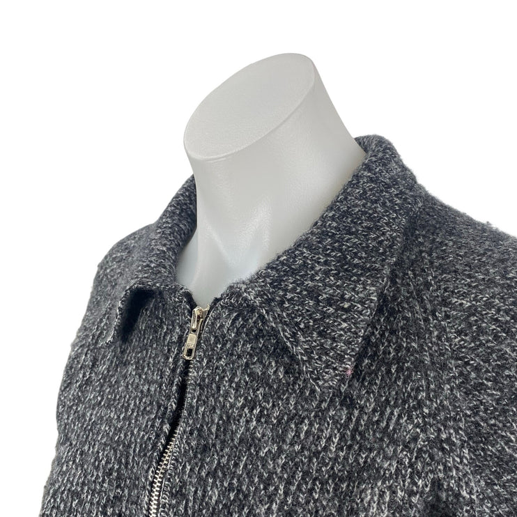 Officine Generale Black Ribbed Knit Long Sleeve Full Zip Collared Sweater Top 6