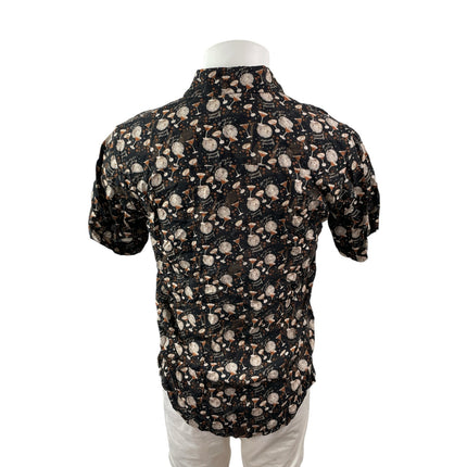 NEW Kenny Flowers Men's Black Disco Ball Champagne Print Button Down Shirt Top S