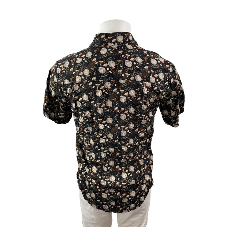 NEW Kenny Flowers Men's Black Disco Ball Champagne Print Button Down Shirt Top S