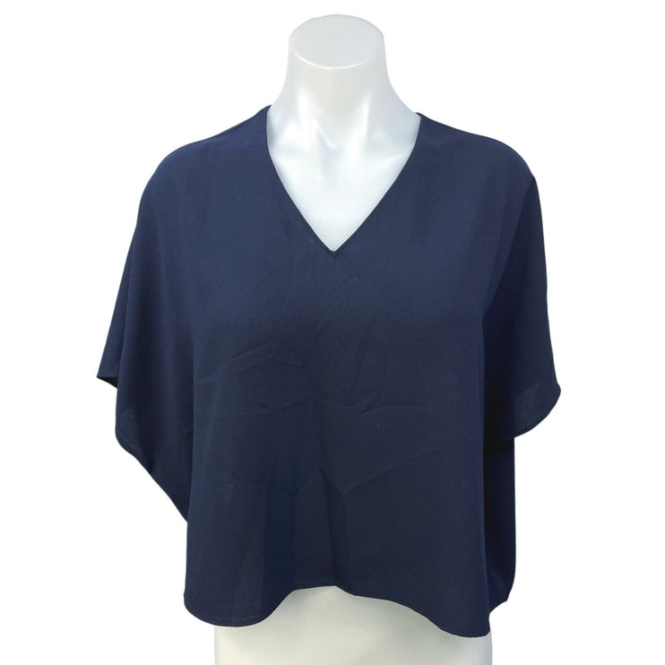 Aritzia Babaton Navy Blue Dolman V Neck Oversized Lightweight Blouse Top Sz XXS