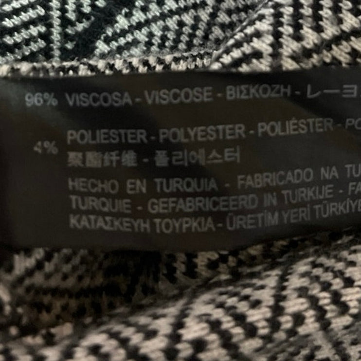 Zara Black White Short Sleeve Geometric Open Back Midi Bodycon Dress Size S