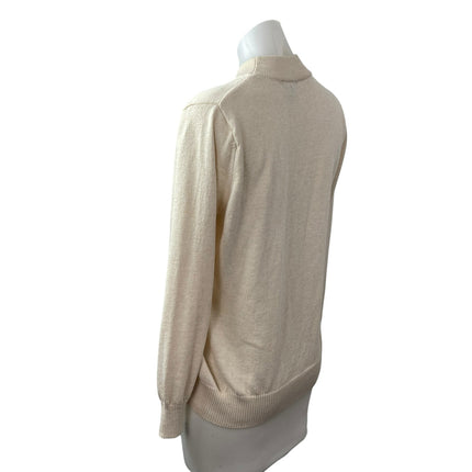 Tera Vera Women's Cream Long Sleeve Mock Neck Sweatshirt Sweater Top Size M
