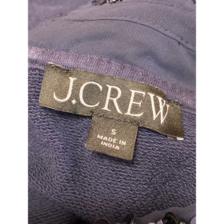 J.Crew Navy Blue Sequin Beaded Collar Long Sleeve Sweatshirt Sweater Top Size S