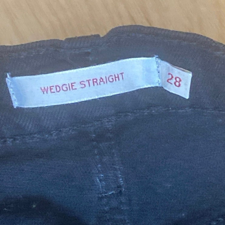 Levi's Wedgie Straight Women's Black High Rise Relaxed Ankle Denim Jeans Size 28