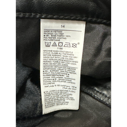 NEW Old Navy Black Faux Vegan Leather High Waist Straight Leg Trousers Pants 14