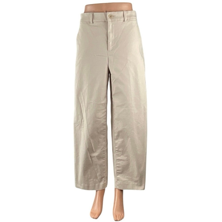 Uniqlo Women's Beige High Rise Baggy Palazzo Wide Leg Trousers Dress Pants Sz M