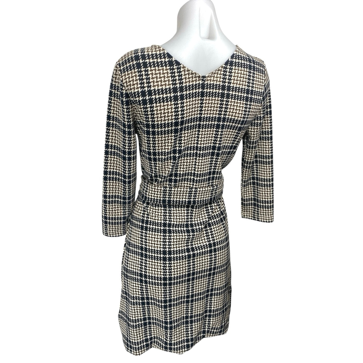 navy blue dress for baby girl Lands' End Blue Check/floral Half Sleeve A-line Dress Womens Size Medium  Petite