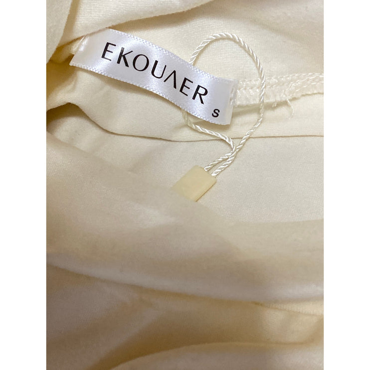 NEW Ekouaer Womens Cream Mock Neck Long Sleeve Slim Casual T-Shirt Sweater Top S