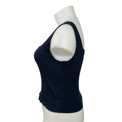 Mossimo Dutti Women's Black Sleeveless Ribbed Knit Square Neck Crop Tank Top L