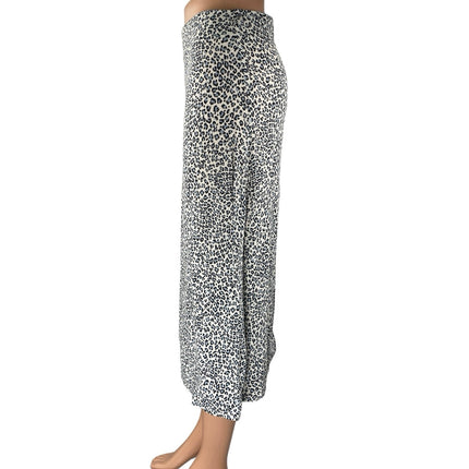 Brandy Melville White Blue Leopard Animal Print High Waist Mini Slip Skirt Sz S