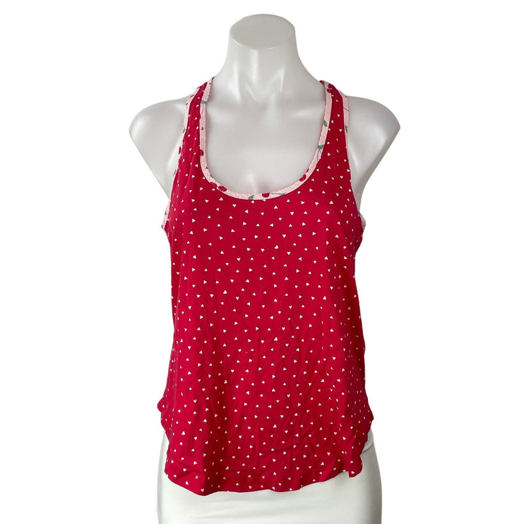 Bundle of 2 PJ Salvage Red Pink Hearts Cherry Racerback Tank Sleepwear Size S