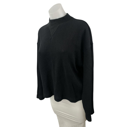 Gap Womens Black Ribbed Knit Mock Neck Long Sleeve Sweatshirt Sweater Top Size S