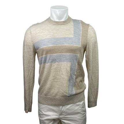 Ted Baker Roika Men's Beige 100% Wool Crewneck Long Sleeve Sweater Top Size M