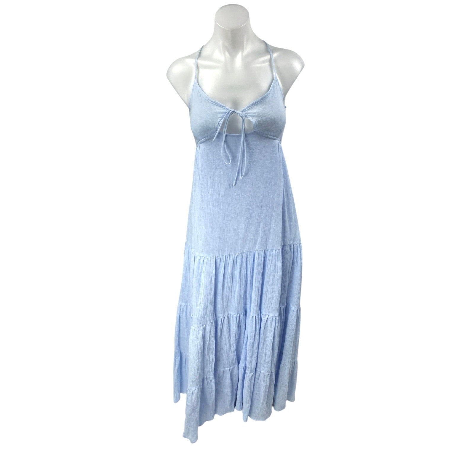 tiered cami midi dress Honey Mango Blue Sleeveless Cutout Tiered Cami Camisole Midi Tank Dress Size L