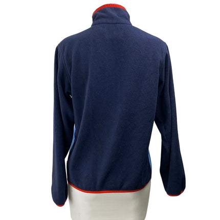 Tory Burch Tory Sport Blue Red Colorblock T-snap Fleece Sweater Jacket Size XS