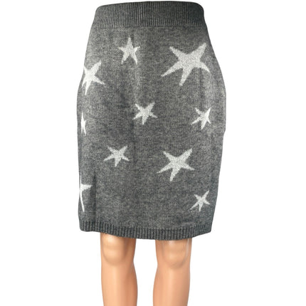 Shein Gray Star Print High Elastic Waist Pull-On Mini Straight Pencil Skirt Sz L