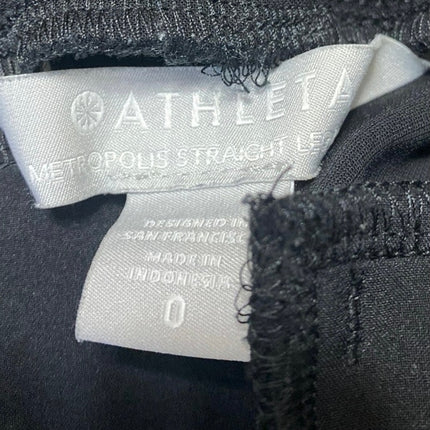 Athleta Metropolis Women's Black Straight Leg High Rise Trousers Pants Size 0