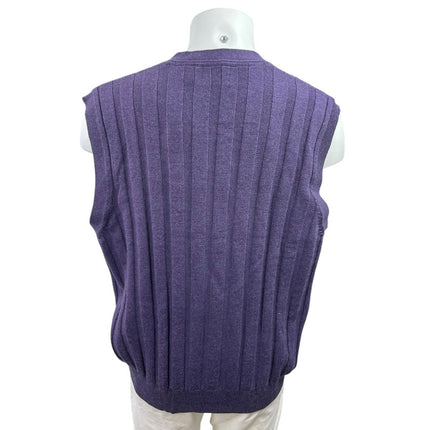 Viyella 100% Merino Wool Purple Cable Knit Button Down Cardigan Sweater Vest XL
