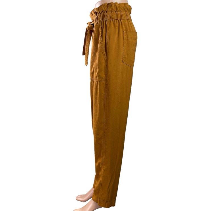Madewell Dunaway Womens Brown High Waisted Tapered Leg Paperbag Trousers Pants S
